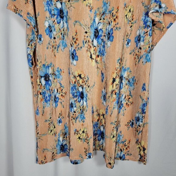 Frumos Women's Made in USA Open Long Kimono Floral Pattern Pleated Texture Sz 2x - Picture 11 of 14